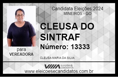 Candidato CLEUSA DO SINTRAF 2024 - MINEIROS - Eleições