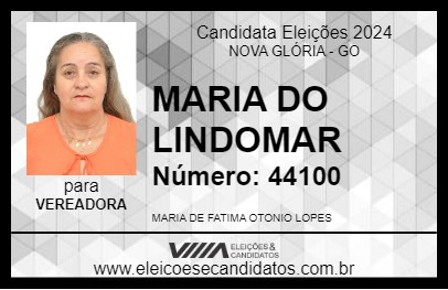 Candidato MARIA DO LINDOMAR 2024 - NOVA GLÓRIA - Eleições