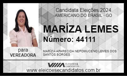 Candidato MARÍZA LEMES 2024 - AMERICANO DO BRASIL - Eleições