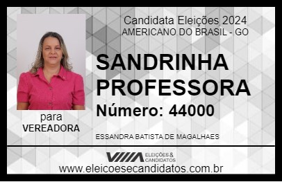 Candidato SANDRINHA PROFESSORA 2024 - AMERICANO DO BRASIL - Eleições