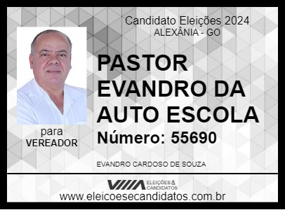 Candidato PASTOR EVANDRO DA AUTO ESCOLA 2024 - ALEXÂNIA - Eleições