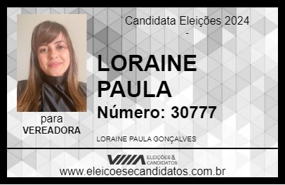 Candidato LORAINE PAULA 2024 - SENADOR CANEDO - Eleições