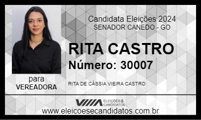 Candidato RITA CASTRO 2024 - SENADOR CANEDO - Eleições