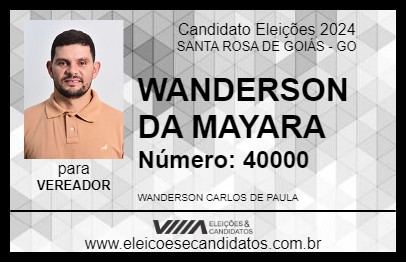 Candidato WANDERSON DA MAYARA 2024 - SANTA ROSA DE GOIÁS - Eleições