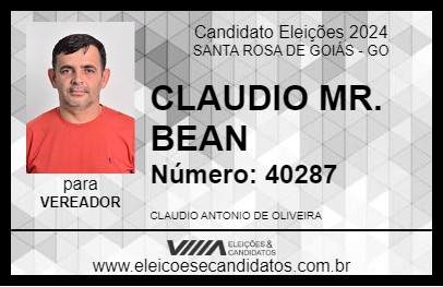 Candidato CLAUDIO MR. BEAN 2024 - SANTA ROSA DE GOIÁS - Eleições