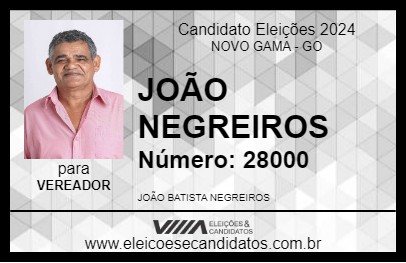 Candidato JOÃO NEGREIROS 2024 - NOVO GAMA - Eleições