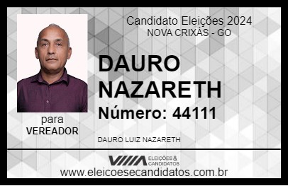 Candidato DAURO NAZARETH 2024 - NOVA CRIXÁS - Eleições