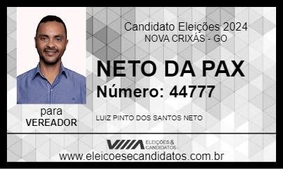 Candidato NETO DA PAX 2024 - NOVA CRIXÁS - Eleições