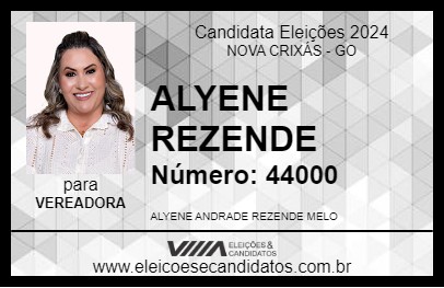 Candidato ALYENE REZENDE 2024 - NOVA CRIXÁS - Eleições