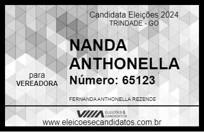 Candidato NANDA ANTHONELLA 2024 - TRINDADE - Eleições