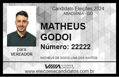 Candidato MATHEUS GODOI 2024 - ABADIÂNIA - Eleições