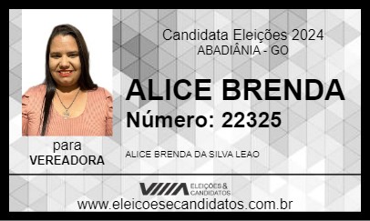 Candidato ALICE BRENDA 2024 - ABADIÂNIA - Eleições