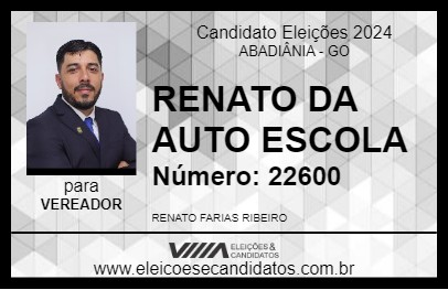 Candidato RENATO DA AUTOESCOLA 2024 - ABADIÂNIA - Eleições