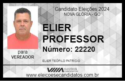 Candidato ELIER PROFESSOR 2024 - NOVA GLÓRIA - Eleições