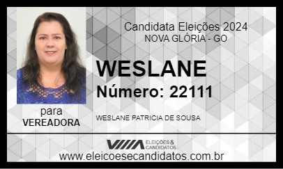 Candidato WESLANE 2024 - NOVA GLÓRIA - Eleições