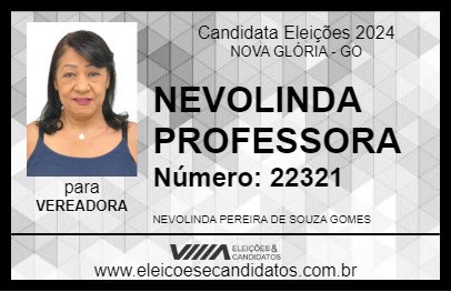 Candidato NEVOLINDA PROFESSORA 2024 - NOVA GLÓRIA - Eleições