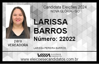 Candidato LARISSA BARROS 2024 - NOVA GLÓRIA - Eleições