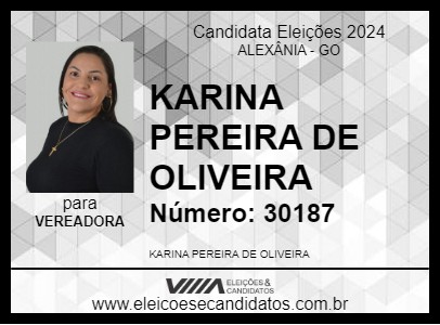 Candidato KARINA PEREIRA DE OLIVEIRA 2024 - ALEXÂNIA - Eleições