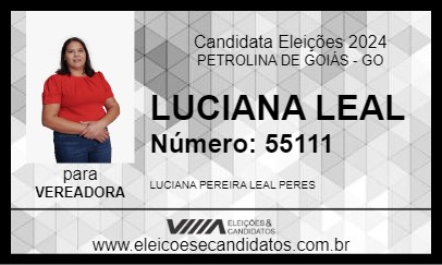 Candidato LUCIANA LEAL 2024 - PETROLINA DE GOIÁS - Eleições