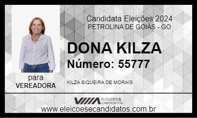 Candidato DONA KILZA 2024 - PETROLINA DE GOIÁS - Eleições