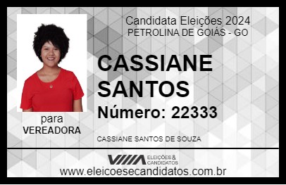 Candidato CASSIANE SANTOS 2024 - PETROLINA DE GOIÁS - Eleições