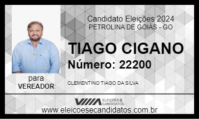 Candidato TIAGO CIGANO 2024 - PETROLINA DE GOIÁS - Eleições