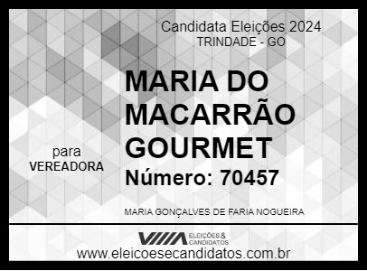 Candidato MARIA DO MACARRÃO GOURMET 2024 - TRINDADE - Eleições