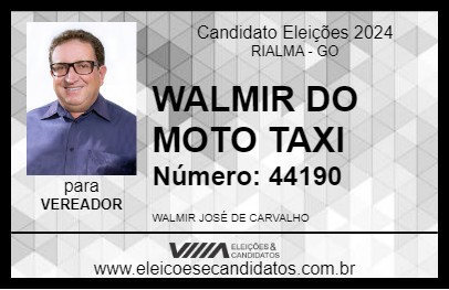 Candidato WALMIR DO MOTO TAXI 2024 - RIALMA - Eleições