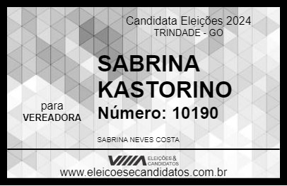 Candidato SABRINA KASTORINO 2024 - TRINDADE - Eleições