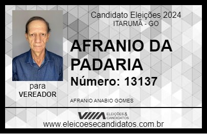 Candidato AFRANIO DA PADARIA 2024 - ITARUMÃ - Eleições