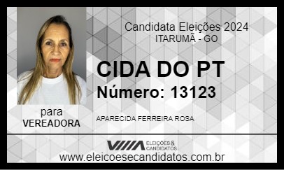 Candidato CIDA DO PT 2024 - ITARUMÃ - Eleições