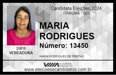 Candidato MARIA RODRIGUES 2024 - ITARUMÃ - Eleições