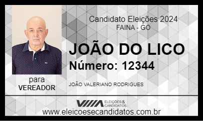 Candidato JOÃO DO LICO 2024 - FAINA - Eleições