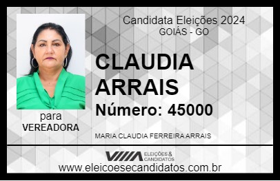 Candidato CLAUDIA ARRAIS 2024 - GOIÁS - Eleições