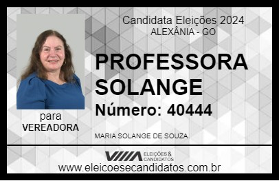 Candidato PROFESSORA SOLANGE 2024 - ALEXÂNIA - Eleições