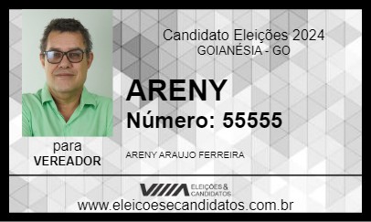 Candidato ARENY 2024 - GOIANÉSIA - Eleições