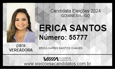 Candidato ERICA SANTOS 2024 - GOIANÉSIA - Eleições