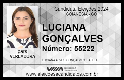 Candidato LUCIANA GONÇALVES 2024 - GOIANÉSIA - Eleições