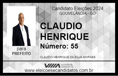 Candidato CLAUDIO HENRIQUE 2024 - GOUVELÂNDIA - Eleições