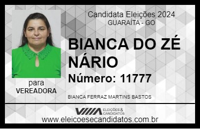 Candidato BIANCA DO ZÉ NÁRIO 2024 - GUARAÍTA - Eleições