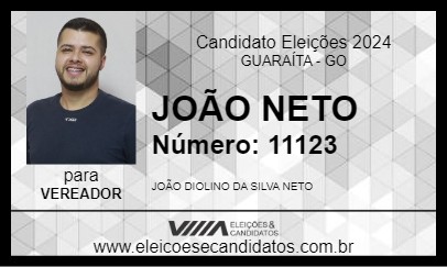 Candidato JOÃO NETO 2024 - GUARAÍTA - Eleições