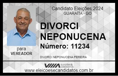 Candidato DIVORCI NEPONUCENA 2024 - GUARAÍTA - Eleições