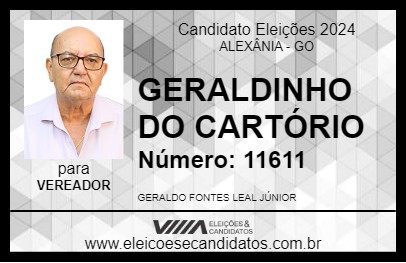 Candidato GERALDINHO DO CARTÓRIO 2024 - ALEXÂNIA - Eleições