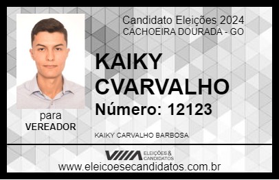 Candidato KAIKY CARVALHO 2024 - CACHOEIRA DOURADA - Eleições