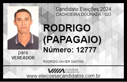 Candidato RODRIGO (PAPAGAIO) 2024 - CACHOEIRA DOURADA - Eleições