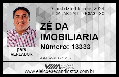 Candidato ZÉ DA IMOBILIÁRIA 2024 - BOM JARDIM DE GOIÁS - Eleições