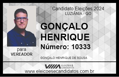 Candidato GONÇALO HENRIQUE 2024 - LUZIÂNIA - Eleições