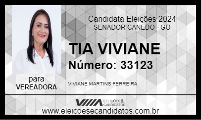 Candidato TIA VIVIANE 2024 - SENADOR CANEDO - Eleições