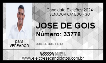 Candidato JOSE DE GOIS 2024 - SENADOR CANEDO - Eleições