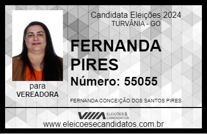 Candidato FERNANDA PIRES 2024 - TURVÂNIA - Eleições